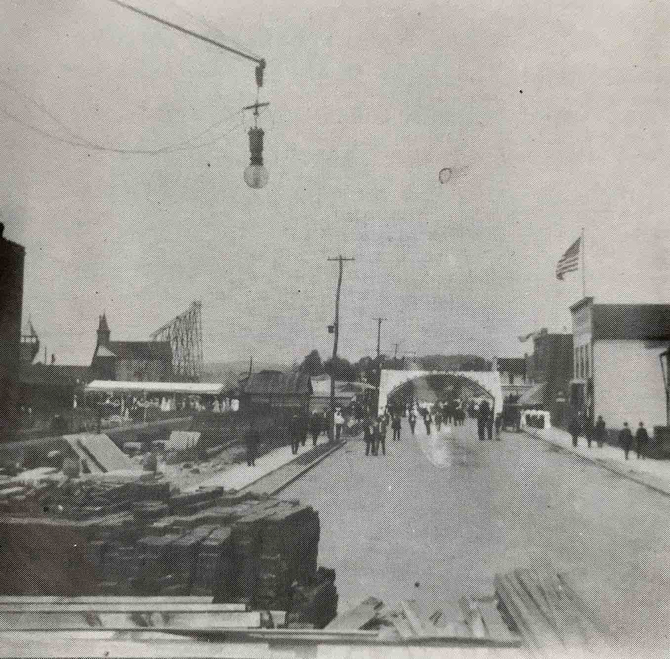 July 4th, 1905 Firemens’ Street Fair, showing the building under construction on the left.